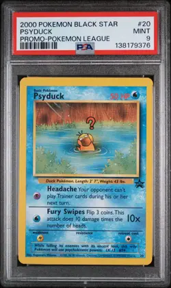 2000 POKEMON PROMO BLACK STAR POKEMON LEAGUE #20 PSYDUCK PSA 9 - Image 1