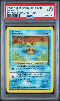 2000 POKEMON PROMO BLACK STAR POKEMON LEAGUE #20 PSYDUCK PSA 9 - Image 1