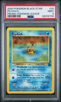 PSA 9 2000 Psyduck 20 Black Star Promo League Pokemon Card - Mint! - Image 1
