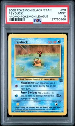 2000 POKEMON PROMO BLACK STAR POKEMON LEAGUE #20 PSYDUCK PSA 9 - Image 1