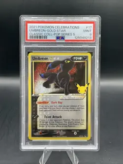 Pokemon Umbreon Gold Star 17/17 Celebrations Classic Collection Holo PSA 9 - Image 1