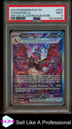 CHARIZARD EX SPECI4L ILL RARE POKEMON PAF EN-PALDEAN FATES 2024 234 PSA 9 - Image 1