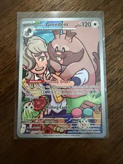 Pokemon TCG Arven's Greedent Holo Card 205/182 Sv10: Destined Rivals - Image 1