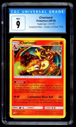 Charizard 14/181 Cosmos Holo Team Up Kanto Tin Costco Exclusive Pokemon - CGC 9 - Image 1