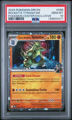 Pokemon TCG Team Rockets Tyranitar Pokemon Center Stamped, 096/182 PSA 10 - Image 1
