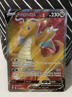 Pokemon TCG Dragonite v Evolving Skies Holo Ultra Rare Full Art Card 191/203 - Image 1