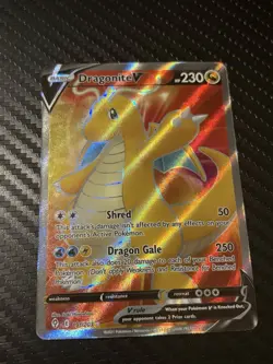 Pokemon TCG Dragonite v Evolving Skies Holo Ultra Rare Full Art Card 191/203 NM - Image 2