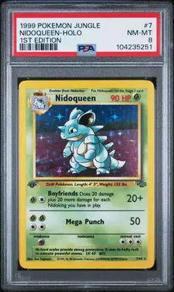 PSA 8 NM MT 1999 POKEMON JUNGLE NIDOQUEEN HOLO 1ST EDITION #7 - Image 1