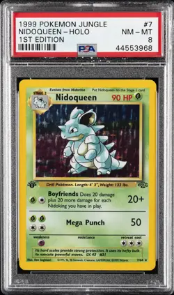 1999 POKEMON JUNGLE 1ST ED #7 NIDOQUEEN-HOLO PSA 8 - Image 1