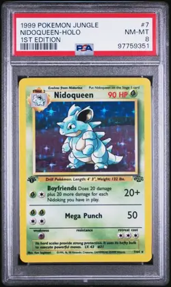 1999 Pokemon Jungle 1st Edition #7 Nidoqueen - Holo PSA 8 - Image 1