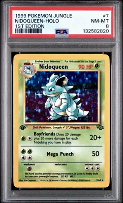 1999 Pokemon Jungle 7 Nidoqueen-Holo 1st Edition PSA 8 - Image 1