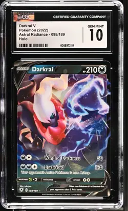CGC 10 Darkrai V 098/189 Astral Radiance Holo Pokemon Card 2022 Gem Mint - Image 1