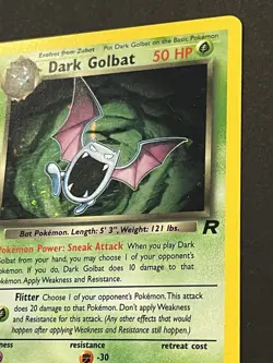 2000 Dark Golbat Holo Rare 7/82 Pokemon Team Rocket Unlimited Card WOTC LP - Image 2