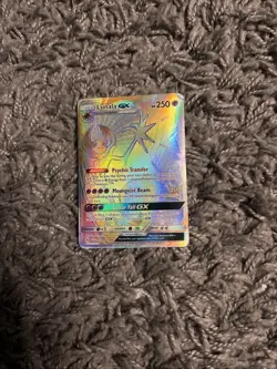 Pokemon TCG Lunala GX Rainbow Secret Rare Card Sun & Moon - Image 1