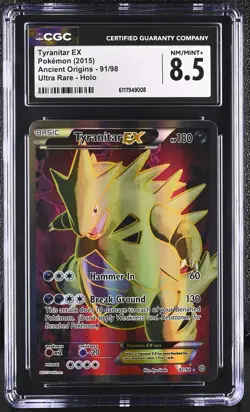 CGC 8.5 Tyranitar EX 2015 Ancient Origins 91/98 Ultra Rare Holo Pokemon Card - Image 1