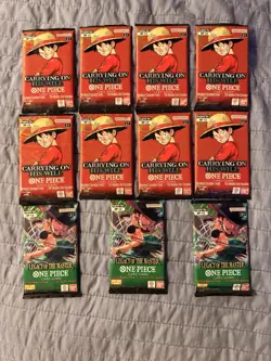 Bandai One Piece Card Game Booster 11 Packs Carrying On His Will Legacy Master - Image 1