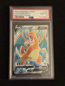 Pokemon TCG Swsh09: Brilliant Stars Charizard v Full Art Holo Card 153/172 Psa10 - Image 1