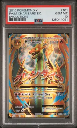 2016 POKEMON XY EVOLUTIONS #101 FULL ART/M CHARIZARD EX PSA 10 - Image 1