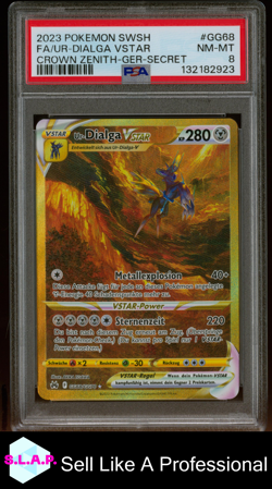 FA/UR-DIALGA VSTAR CROWN ZENITH-GER-SECRET POKEMON SWSH 2023 GG68 PSA 8 - Image 1