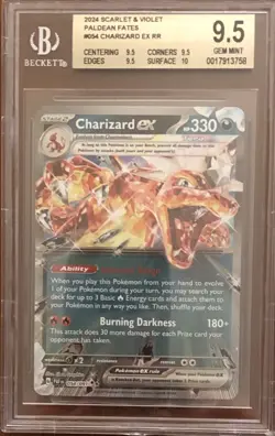 Charizard ex 054/091 Pokemon Paldean Fates RR Holo Beckett BGS 9.5 - Image 1
