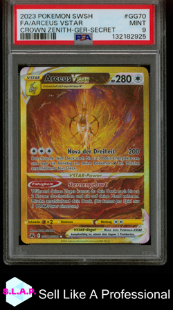FA/ARCEUS VSTAR CROWN ZENITH-GER-SECRET POKEMON SWSH 2023 GG70 PSA 9 - Image 1