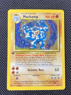 Machamp 8/102 1st Edition Holo Base Set Pokemon LP+ - Image 1