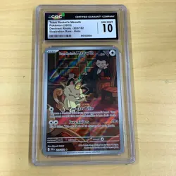 Pokemon Team Rocket's Meowth 203/182 Sv10: Destined Rivals Holo CGC 10 - Image 1