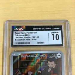 Pokemon Team Rocket's Meowth 203/182 Sv10: Destined Rivals Holo CGC 10 - Image 2