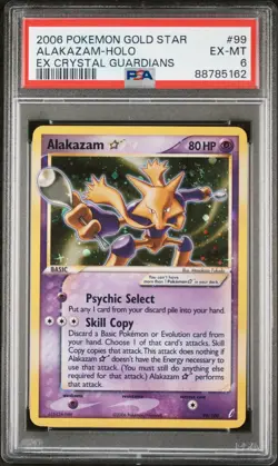 Pokemon Alakazam Gold Star 99/100 PSA 6 EX-MT EX Crystal Guardians Holo 2006 - Image 1