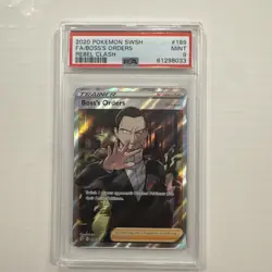 Boss's Orders Giovanni 189/192 Sword & Shield Rebel Clash Full Art PSA 9 - Image 1