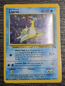 Pokemon TCG Lapras Fossil Holo Rare Card WOTC 10/62 Series HP - Image 1