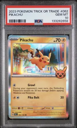 PSA 10 2023 POKEMON TRICK OR TRADE #062 PIKACHU HOLO RARE 🔥 - Image 1