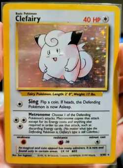 Pokemon TCG Clefairy Base Set Holo Unlimited 5/102 WOTC Condition MP - Image 1