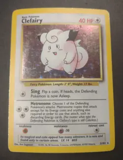 Pokemon TCG Clefairy Base Set 5/102 Holo Unlimited Holo Rare MP. 1999 WOTC - Image 1