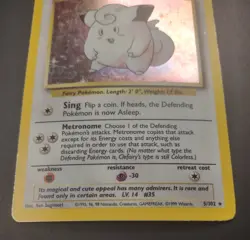 Pokemon TCG Clefairy Base Set 5/102 Holo Unlimited Holo Rare MP. 1999 WOTC - Image 2
