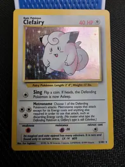 Clefairy 5/102 Base Set Unlimited Holo Rare Pokemon TCG WOTC MP very good 1999 - Image 1