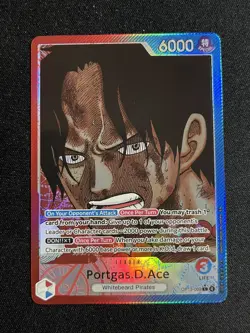 One Piece Portgas D. Ace Alt Art Leader OP13-002 L (OP-13 English) - Image 1
