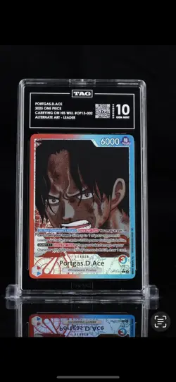 Tag Graded 10 One Piece Portgas D. Ace Alt Art Leader OP13-002 L OP-13 English - Image 1