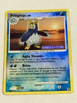 Prinplup 58/130 STAMPED Diamond & Pearl Reverse Holo Pokemon Card 2007 EX!! - Image 1
