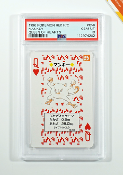 Pokemon PSA 10 Mankey #056 Queen Of Hearts Red Playing Card Poker 1996 Japanese - Image 1