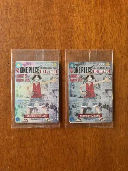 TWO One Piece Monkey D. Luffy College Basketball US Voyage Promo Cards SEALED - Image 1