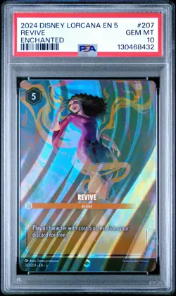 2024 DISNEY LORCANA EN 5-SHIMMERING SKIES ENCHANTED #207 REVIVE PSA 10 - Image 1