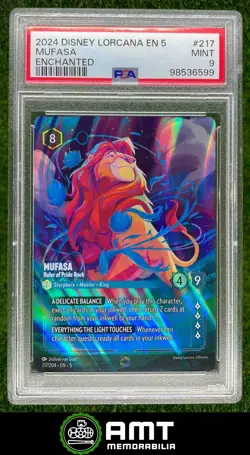 2024 Disney Lorcana TCG: Shimmering Skies Mufasa Enchanted #217 PSA 9 98536599 - Image 1