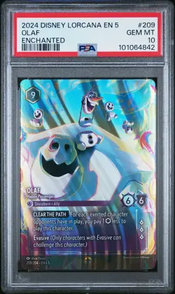 2024 DISNEY LORCANA EN 5-SHIMMERING SKIES #209 OLAF - HAPPY PASSENGER PSA 10 - Image 1
