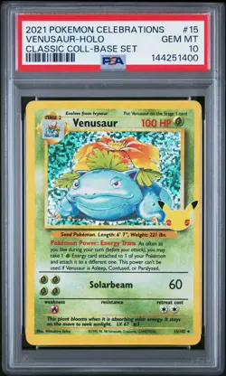 2021 POKEMON CELEBRATIONS CLASSIC COLLECTION #15 VENUSAUR-HOLO PSA 10 - Image 1