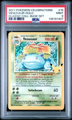 VENUSAUR 15/102 PSA 9 CELEBRATIONS CLASSIC COLLECTION POKEMON ENGLISH - Image 1