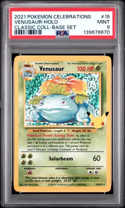 2021 POKEMON CELEBRATIONS CLASSIC COLLECTION #15 VENUSAUR-HOLO PSA 9 - Image 1