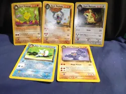 VINTAGE POKEMON Team Rocket Set (Lot of 5 Dark Pokemon) Machoke, Machamp - MP VG - Image 1