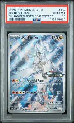 2025 POKEMON JTG EN-JOURNEY TOGETHER #167 N'S RESHIRAM PSA 10 - Image 1