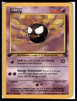 Gastly Pokemon TCG Fossil 33/62 Regular 1st Edition Uncommon HTF LP - Image 1